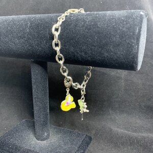 Vintage Silver Tone Bracelet With Tinkerbell & Tangled Charms (2403)